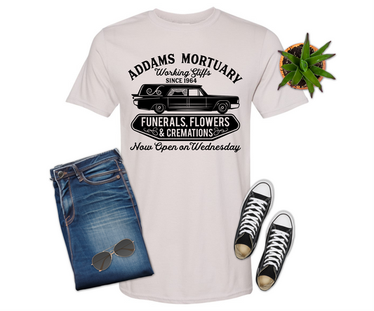 Addams Mortuary T-shirt (Crew Neck or V-Neck) or Sweatshirt