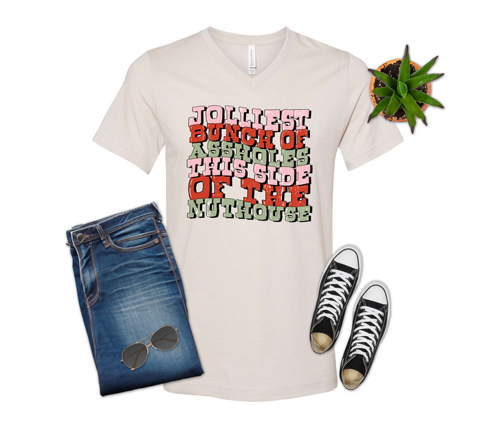 Jolliest Bunch of Assholes Wavy Font Christmas Shirt