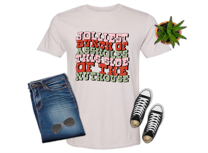 Jolliest Bunch of Assholes Wavy Font Christmas Shirt