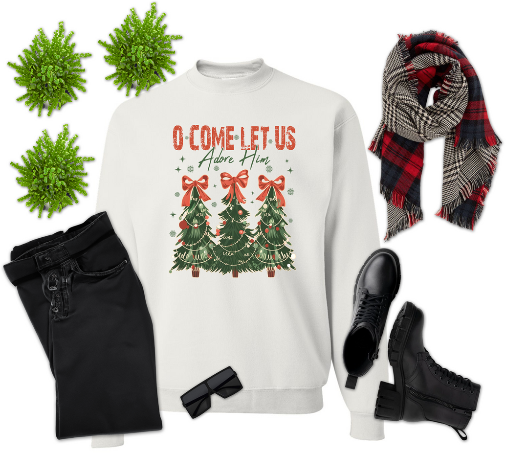 O Come Let Us Adore Him Christmas Tree Shirt