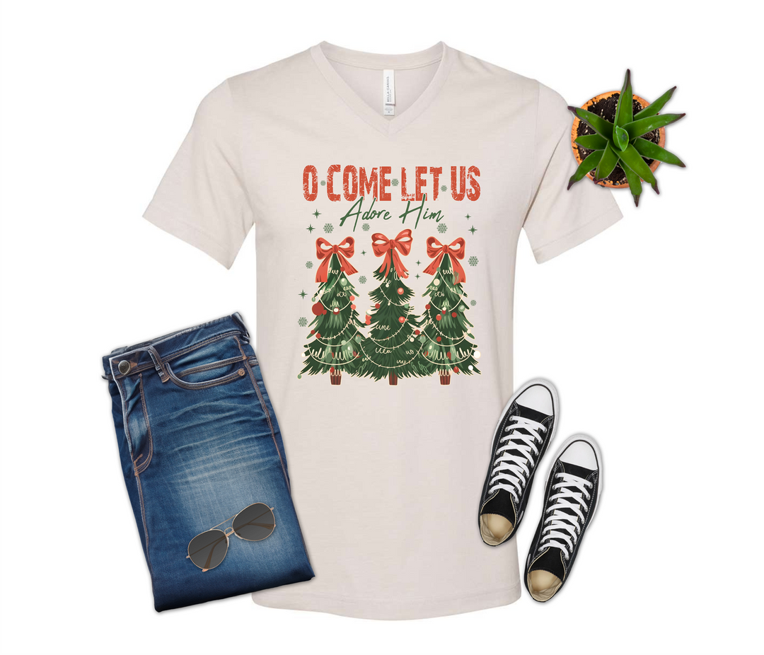 O Come Let Us Adore Him Christmas Tree Shirt