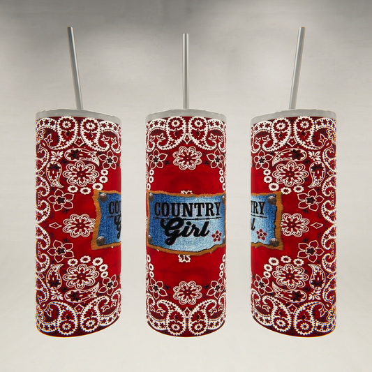 Red Paisley Country Girl- 20 oz Skinny Tumbler