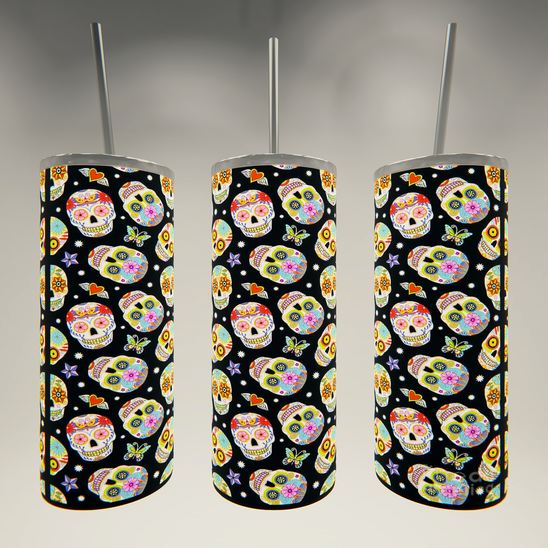 Sugar Skulls- 20 oz Skinny Tumbler