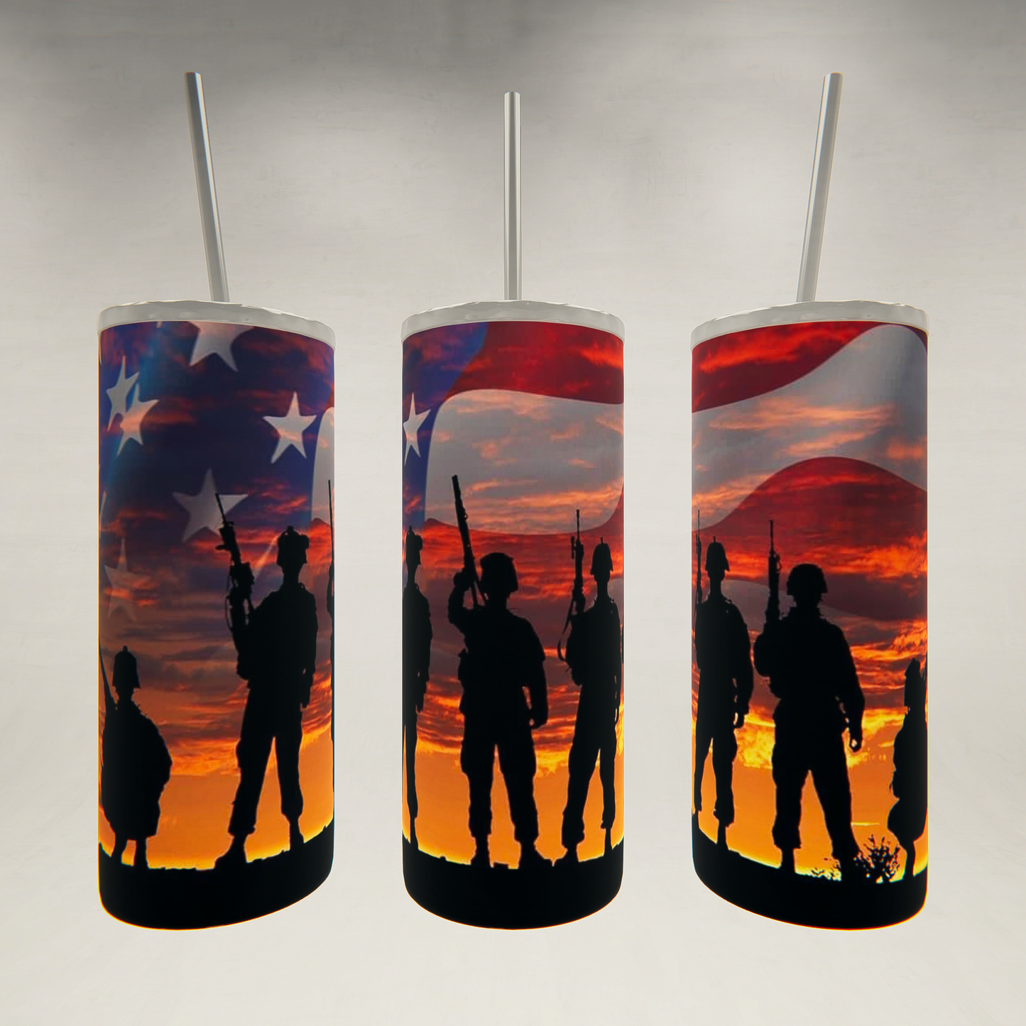 American Flag- Soldier's- 20 oz Skinny Tumbler