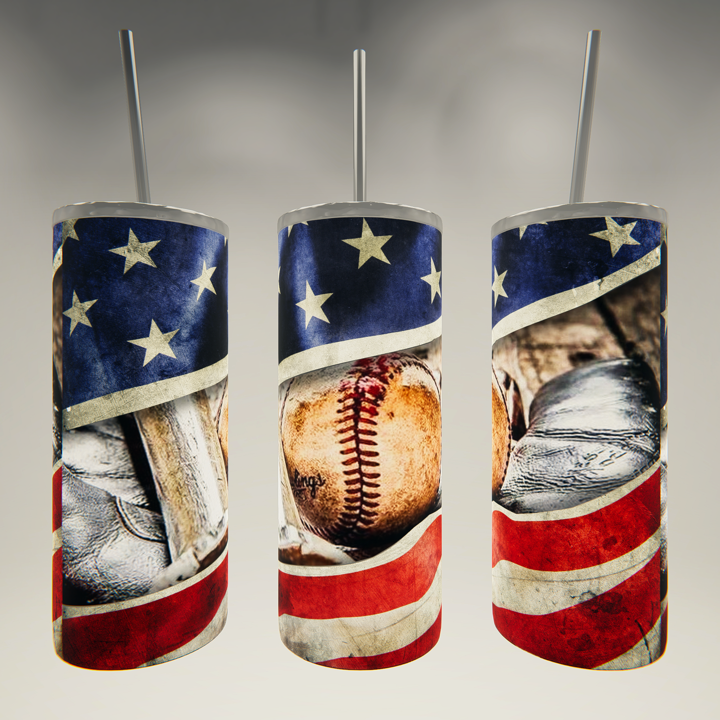 American Flag- Baseball- 20 oz Skinny Tumbler