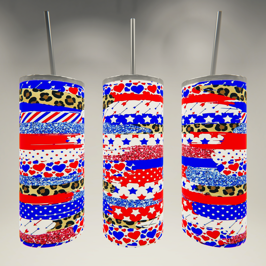 Americana Print Option 2- 20 oz Skinny Tumbler