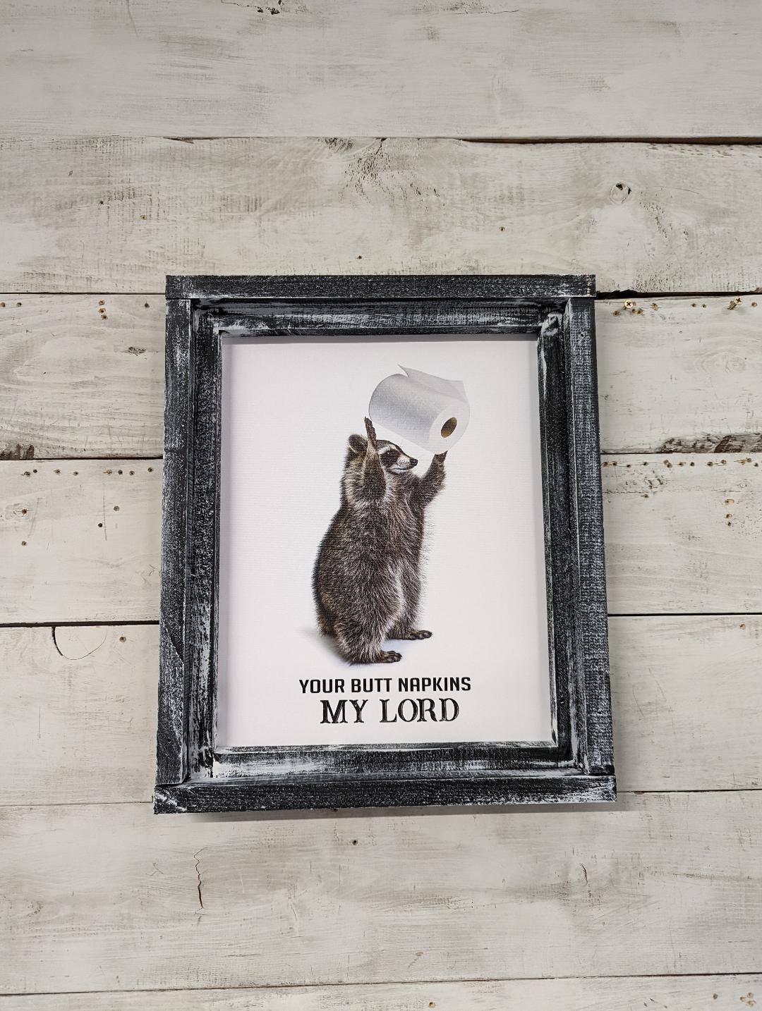 Raccoon Butt Napkins My Lord Standing Canvas Print