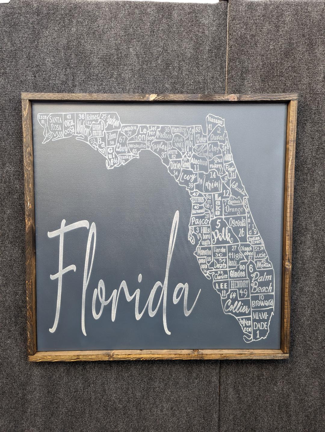 Florida License Plate County Map Canvas