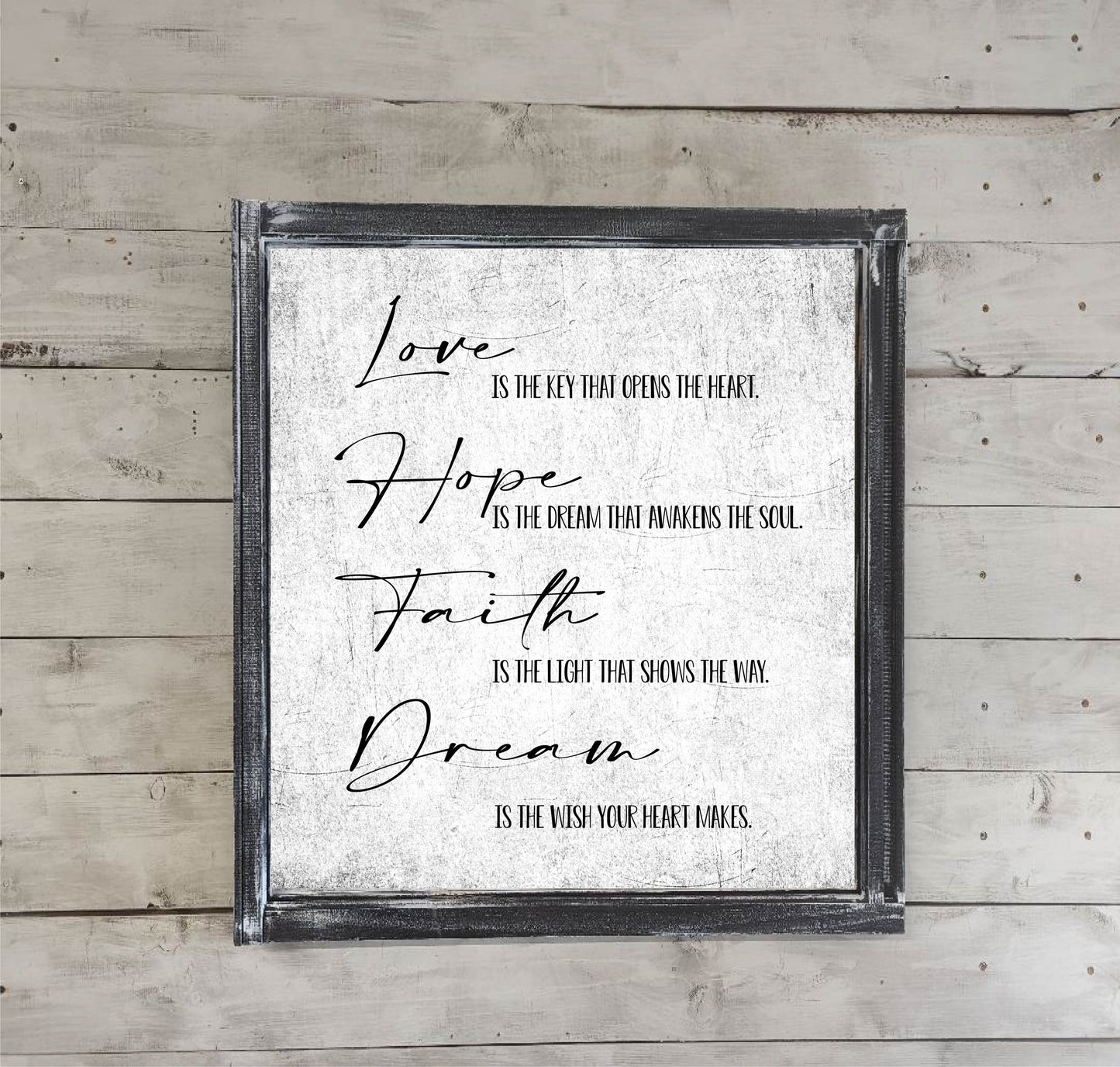 Love, Hope, Faith, Dream Printed Canvas