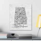 Alabama County License Plate Map Wrapped Canvas