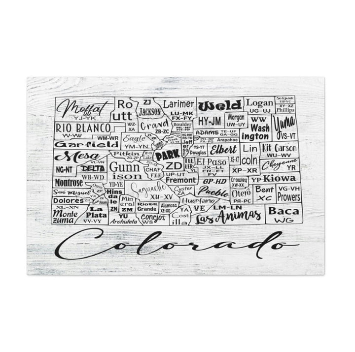 Colorado County License Plate Map Wrapped Canvas