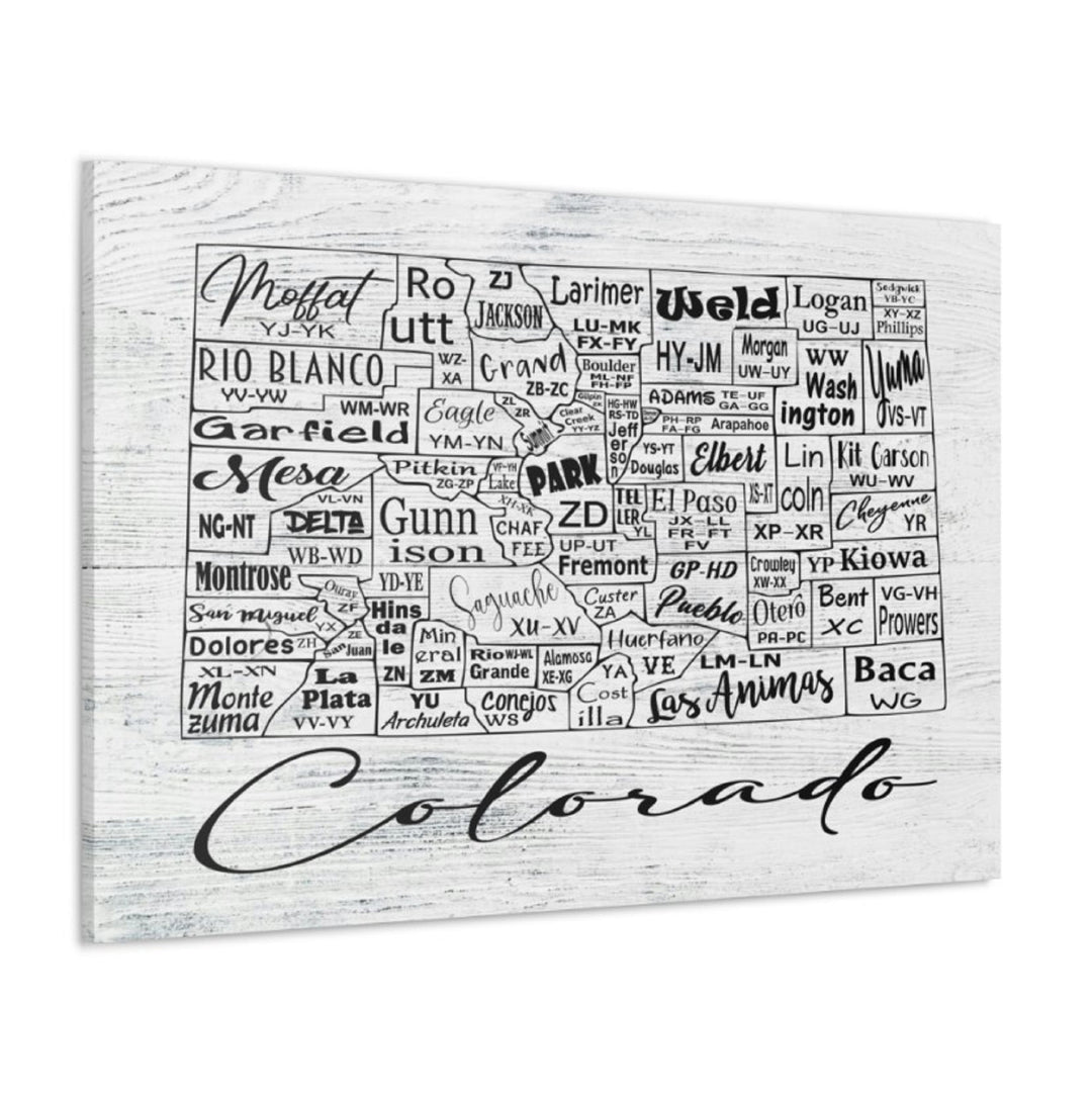 Colorado County License Plate Map Wrapped Canvas