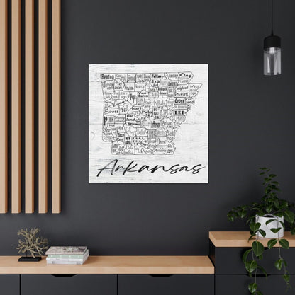 Arkansas County Map Wrapped Canvas