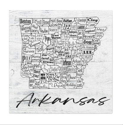 Arkansas County Map Wrapped Canvas