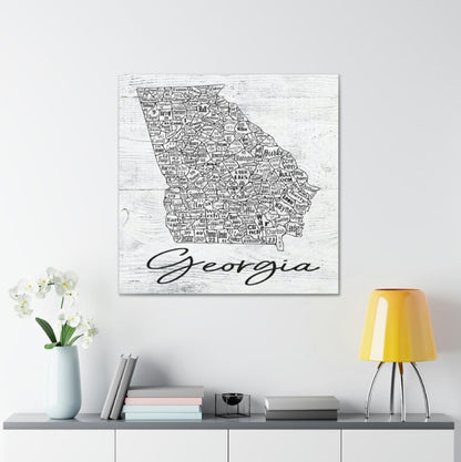 Georgia County License Plate Map Wrapped Canvas