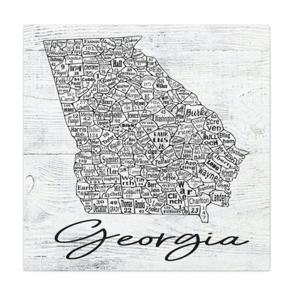 Georgia County License Plate Map Wrapped Canvas