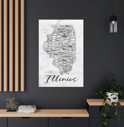 Illinois County Map Wrapped Canvas