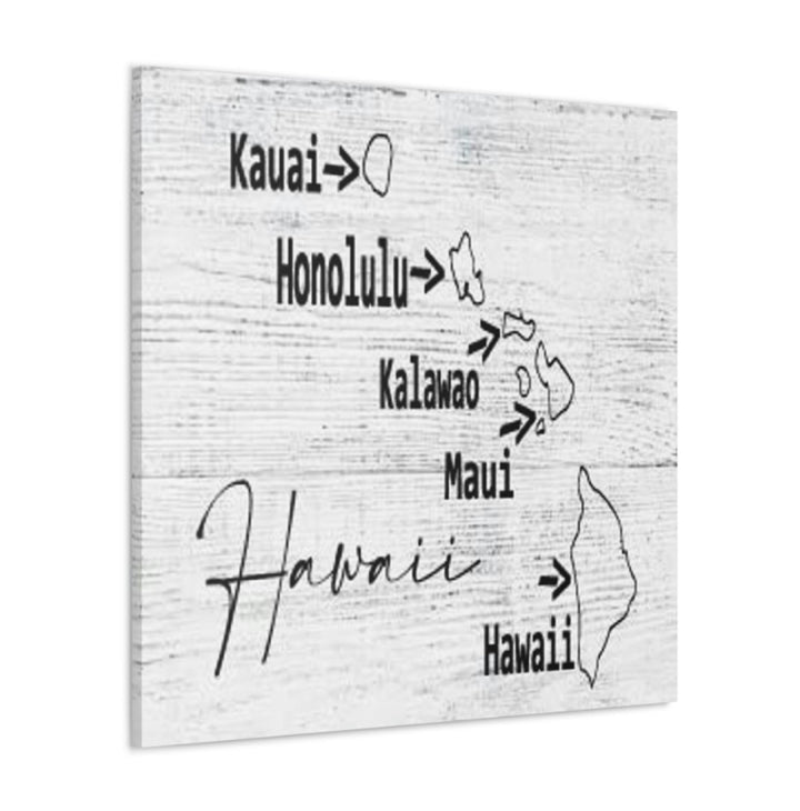 Hawaii County Island Map Wrapped Canvas