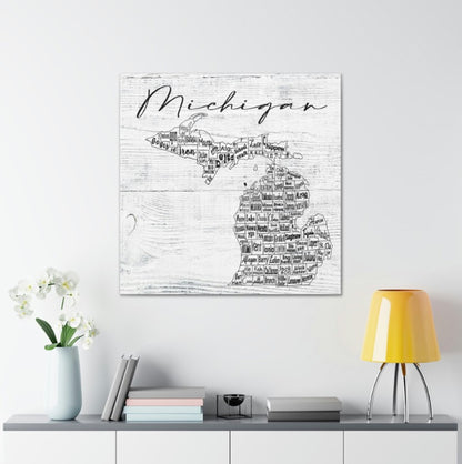 Michigan County Map Wrapped Canvas