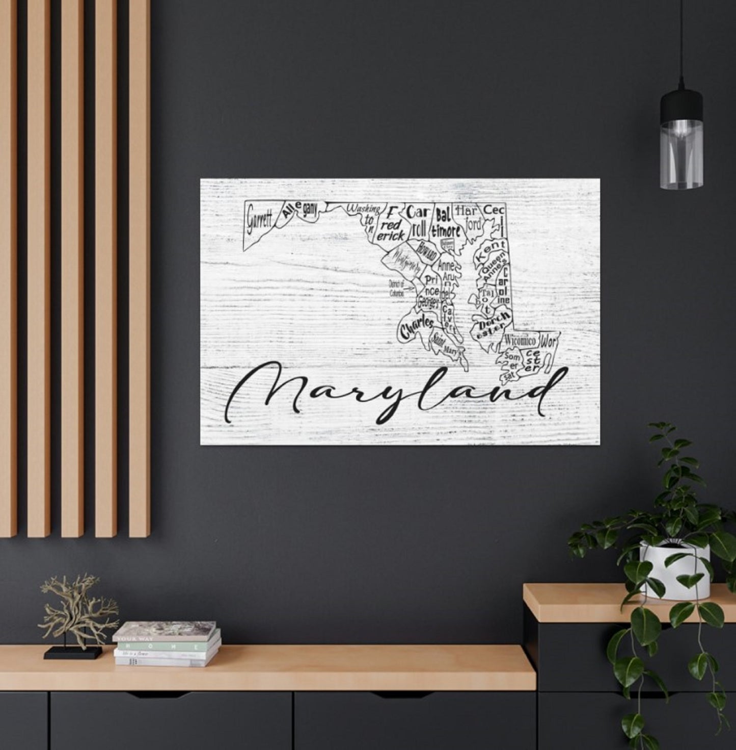 Maryland County Map Wrapped Canvas