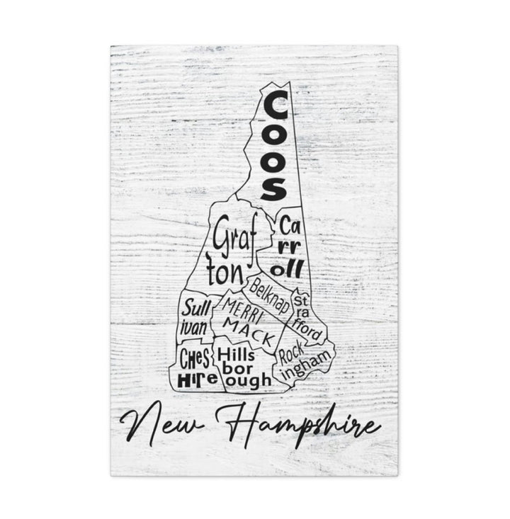 New Hampshire County Map Wrapped Canvas