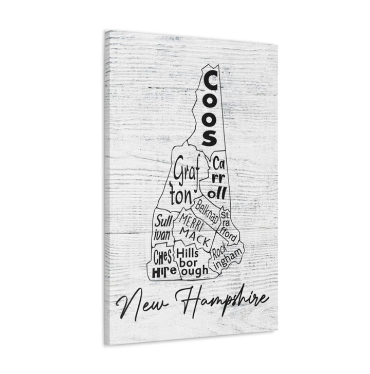 New Hampshire County Map Wrapped Canvas