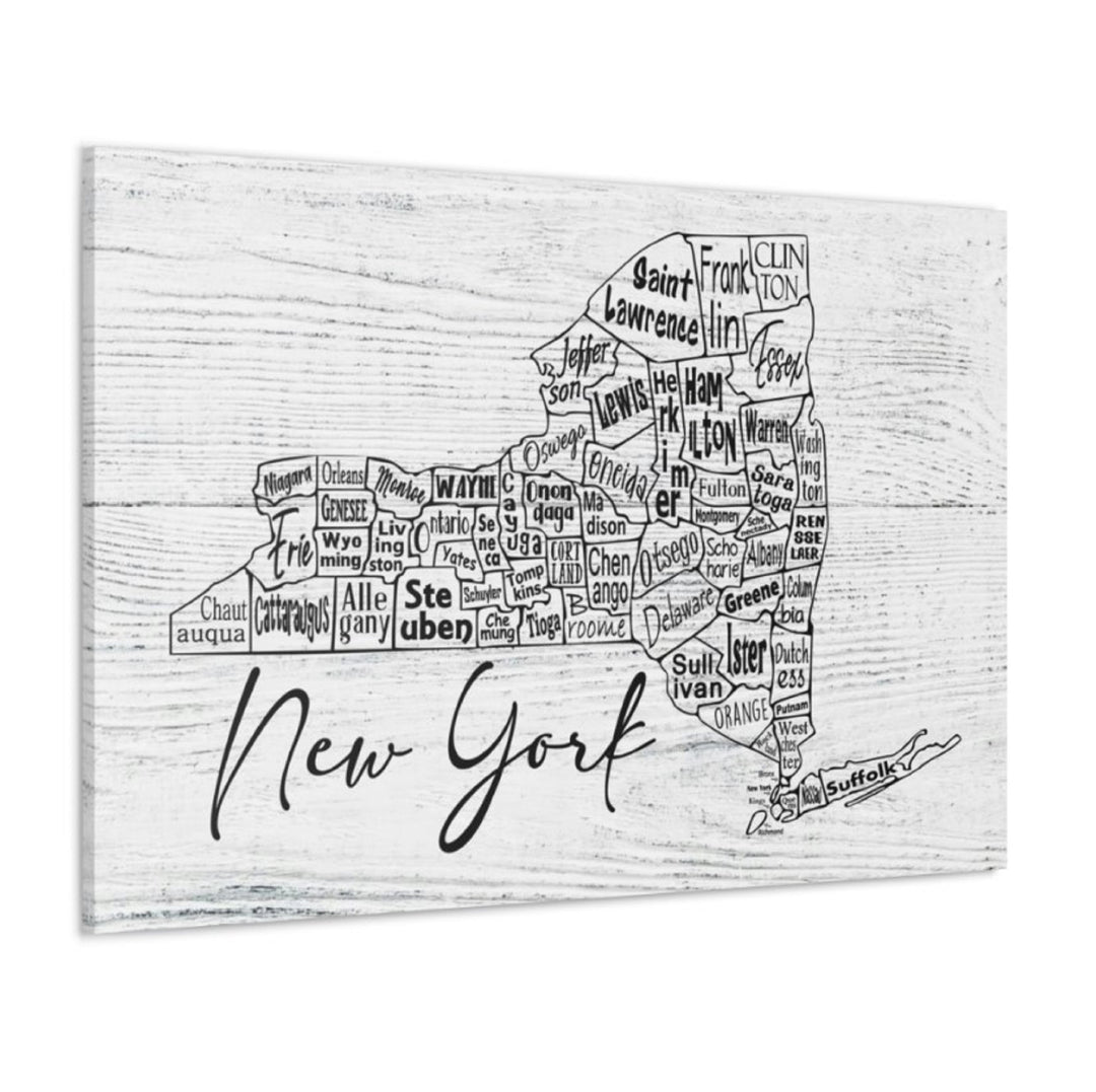 New York County Map Wrapped Canvas