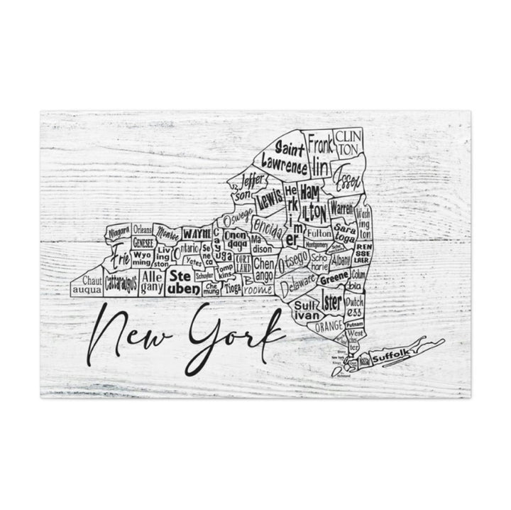 New York County Map Wrapped Canvas