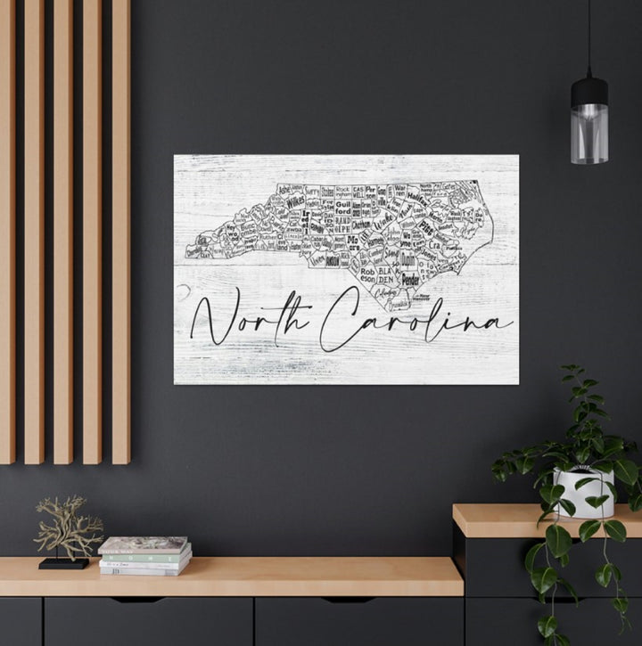 North Carolina County Map Wrapped Canvas