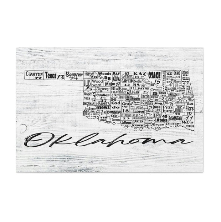 Oklahoma County License Plate Map Wrapped Canvas