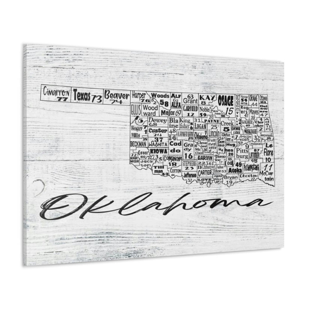 Oklahoma County License Plate Map Wrapped Canvas