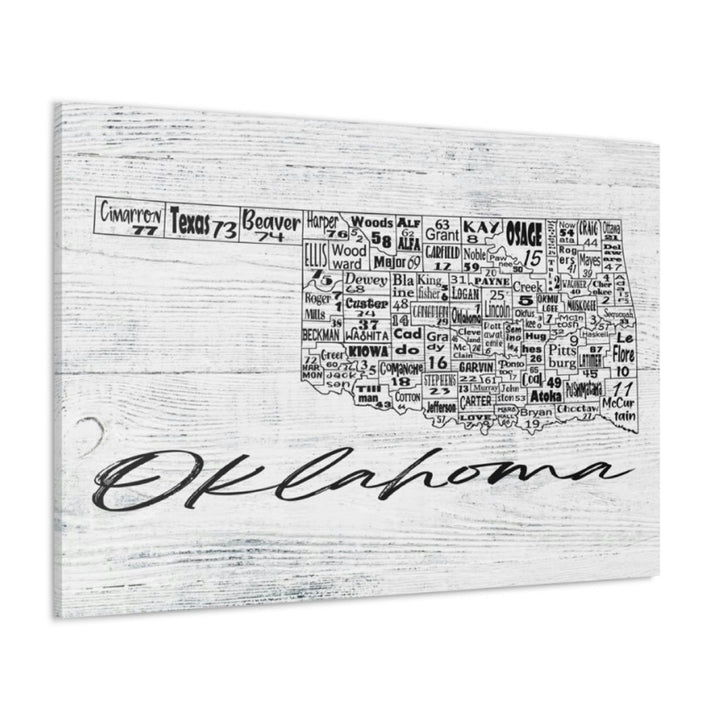 Oklahoma County License Plate Map Wrapped Canvas