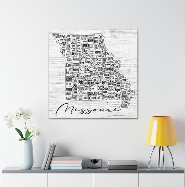 Missouri County Map Wrapped Canvas