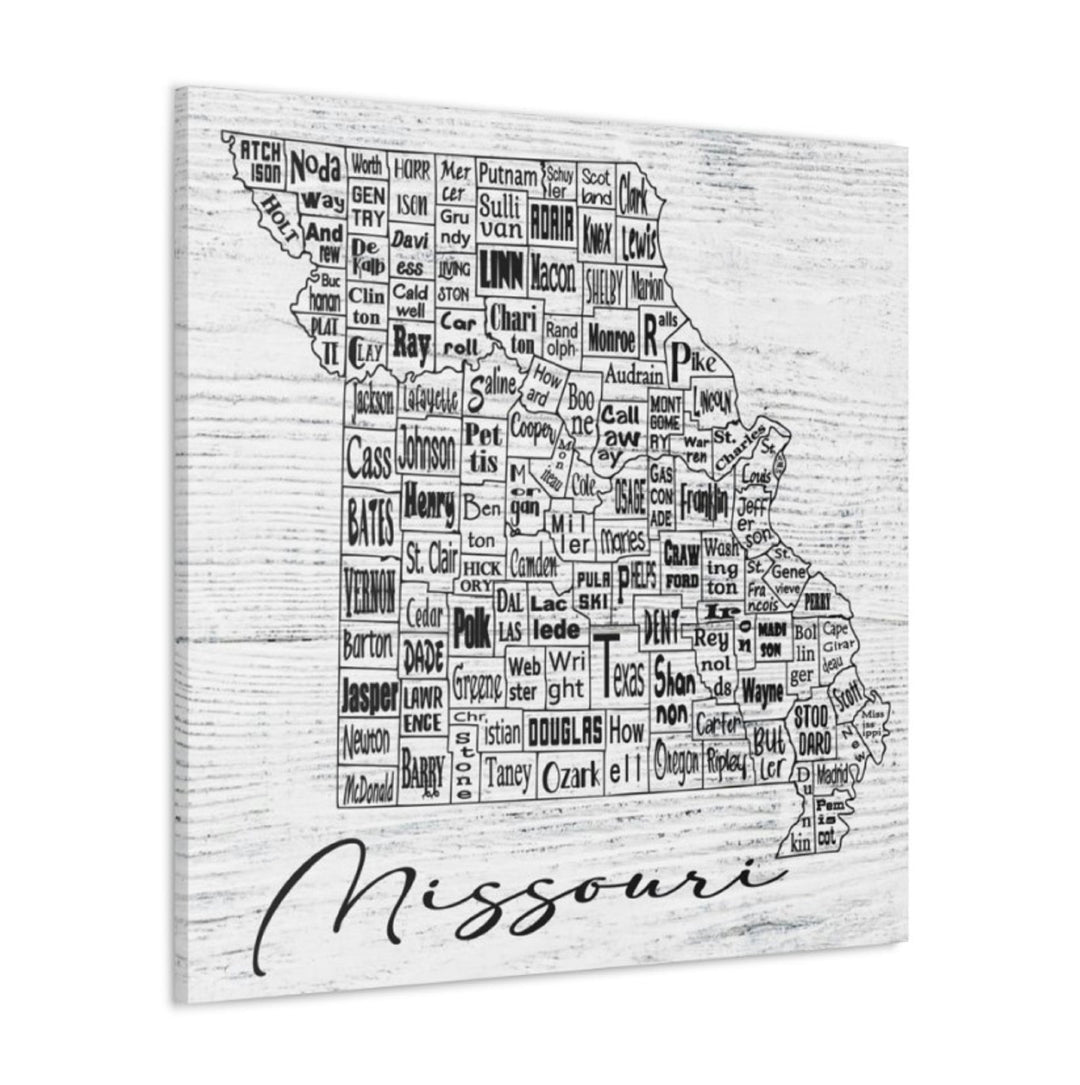 Missouri County Map Wrapped Canvas