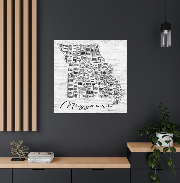 Missouri County Map Wrapped Canvas