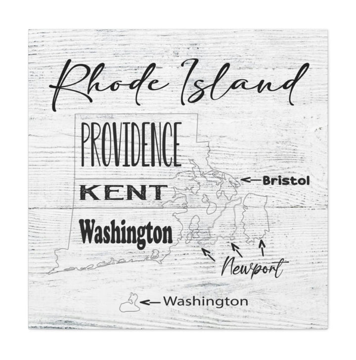 Rhode Island County License Plate Map Wrapped Canvas