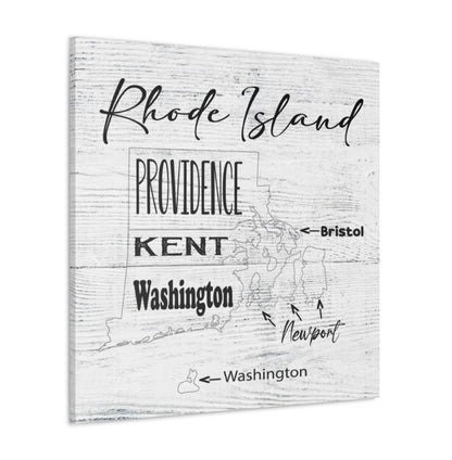 Rhode Island County License Plate Map Wrapped Canvas