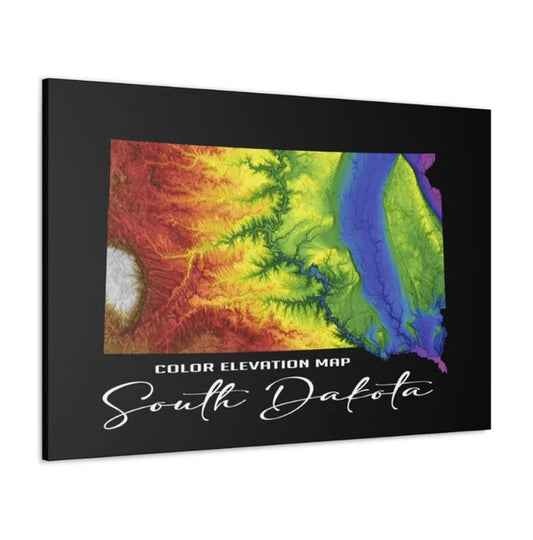 South Dakota Elevation Map Wrapped Canvas