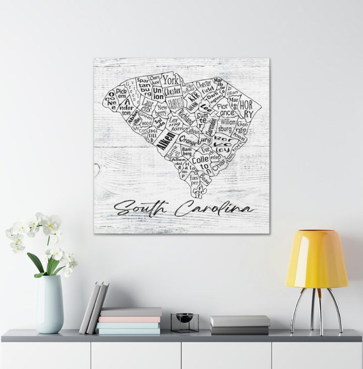 South Carolina County Map Wrapped Canvas