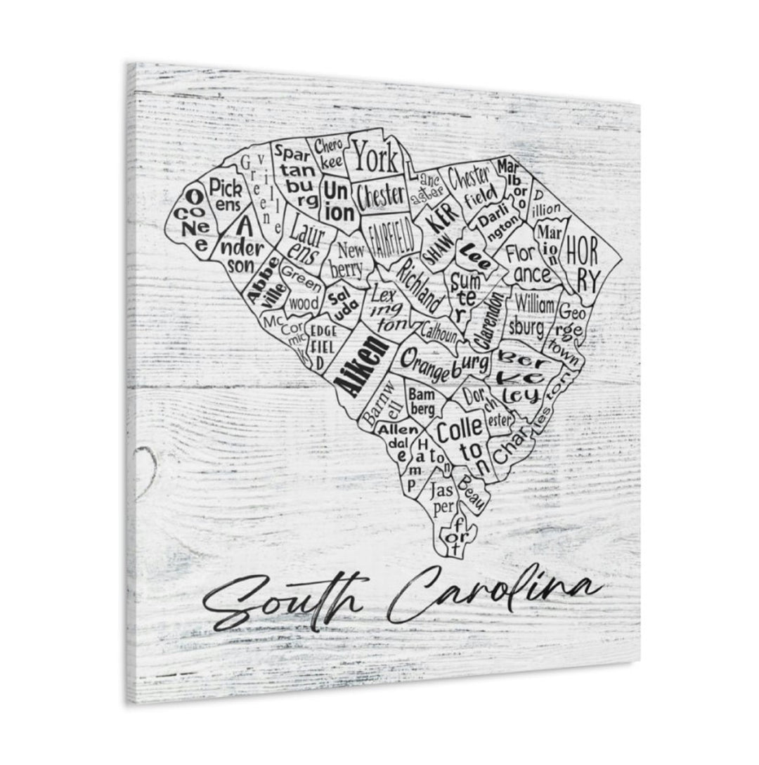 South Carolina County Map Wrapped Canvas