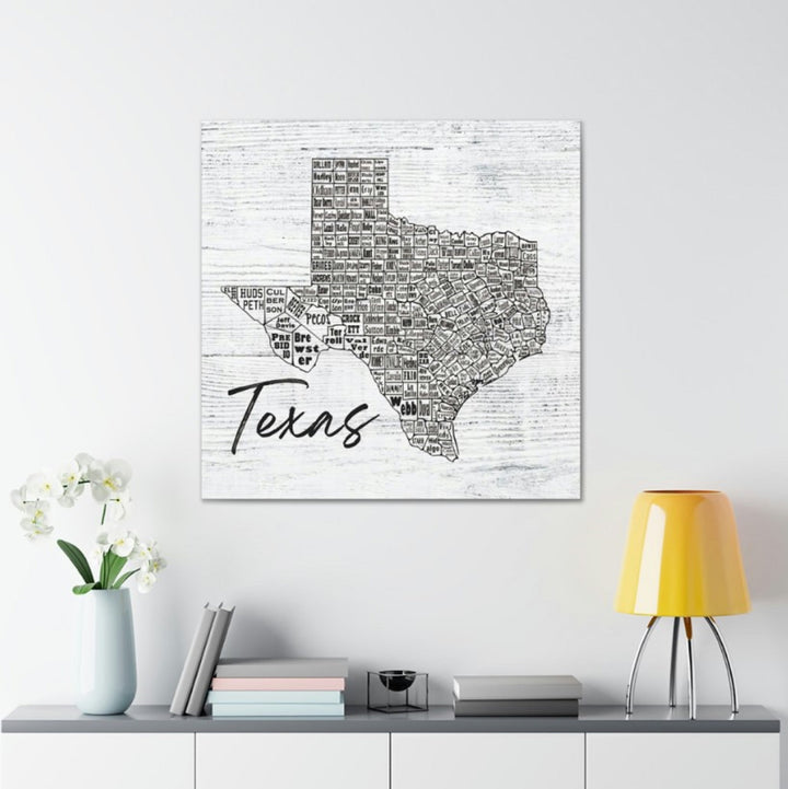 Texas County Map Wrapped Canvas