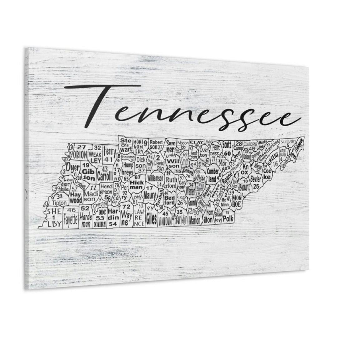 Tennessee County License Plate Map Wrapped Canvas