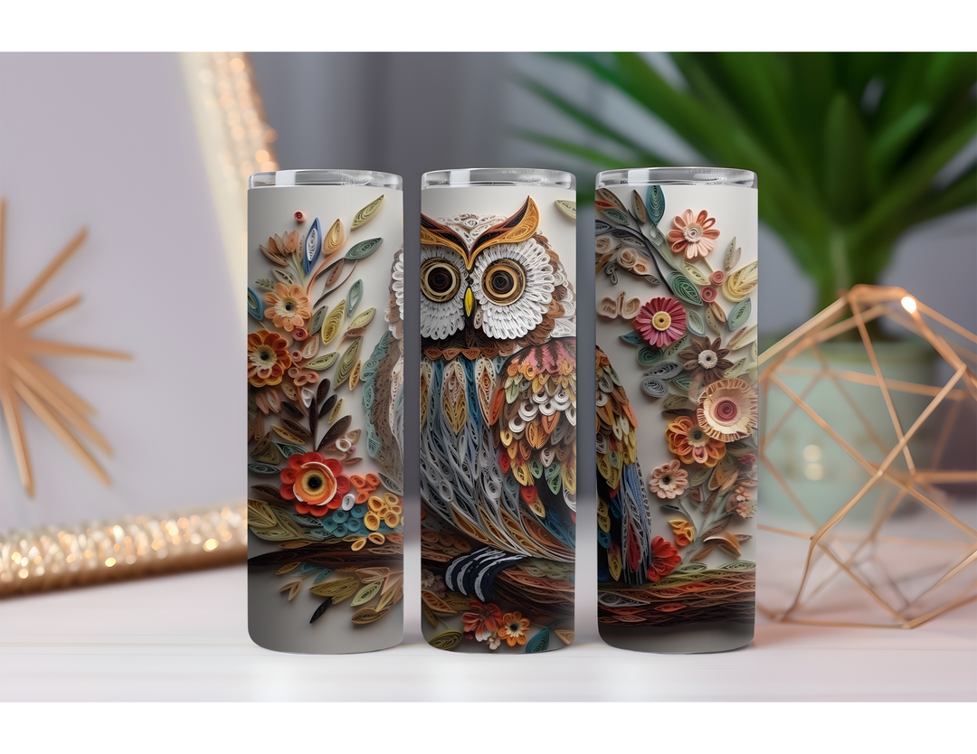 Owl Quilling - 20oz Skinny Tumbler