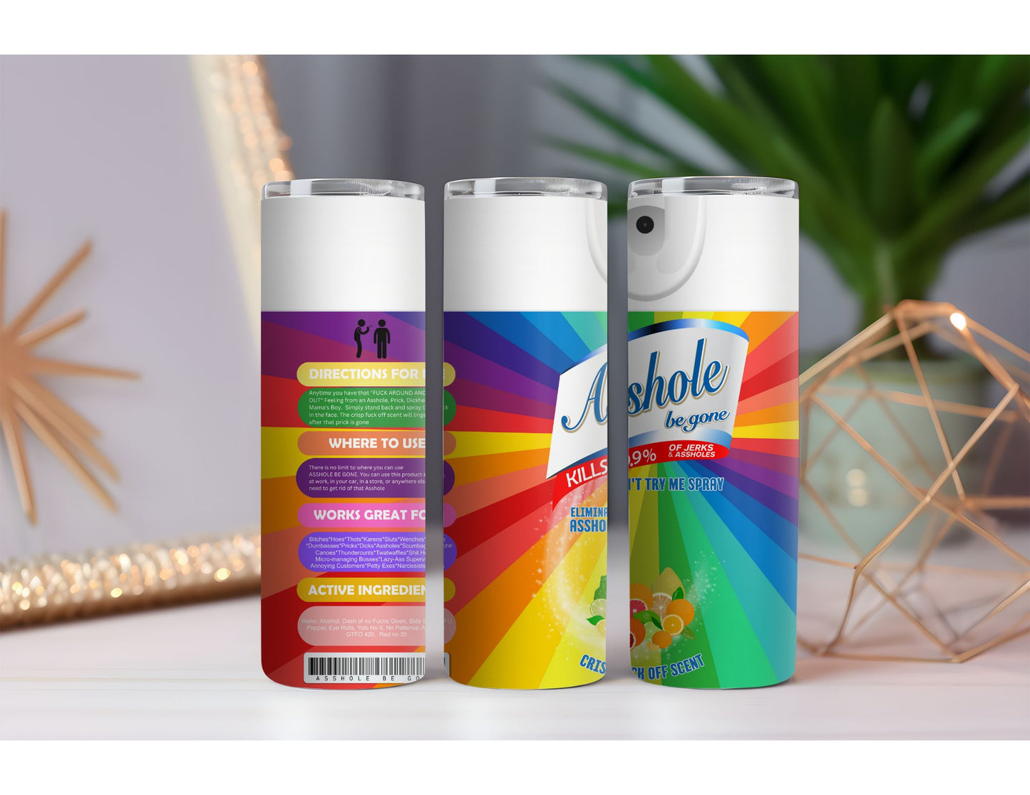 Asshole Rainbow Fruits 20 oz. Drink Skinny Tumbler