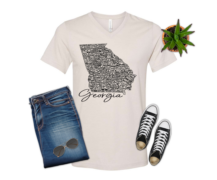 Georgia License Plate County Map T-shirt (Crew Neck or V-Neck) or Sweatshirt