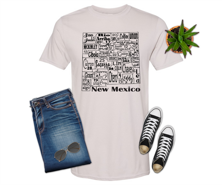 New Mexico License Plate County Map T-shirt (Crew Neck or V-Neck) or Sweatshirt