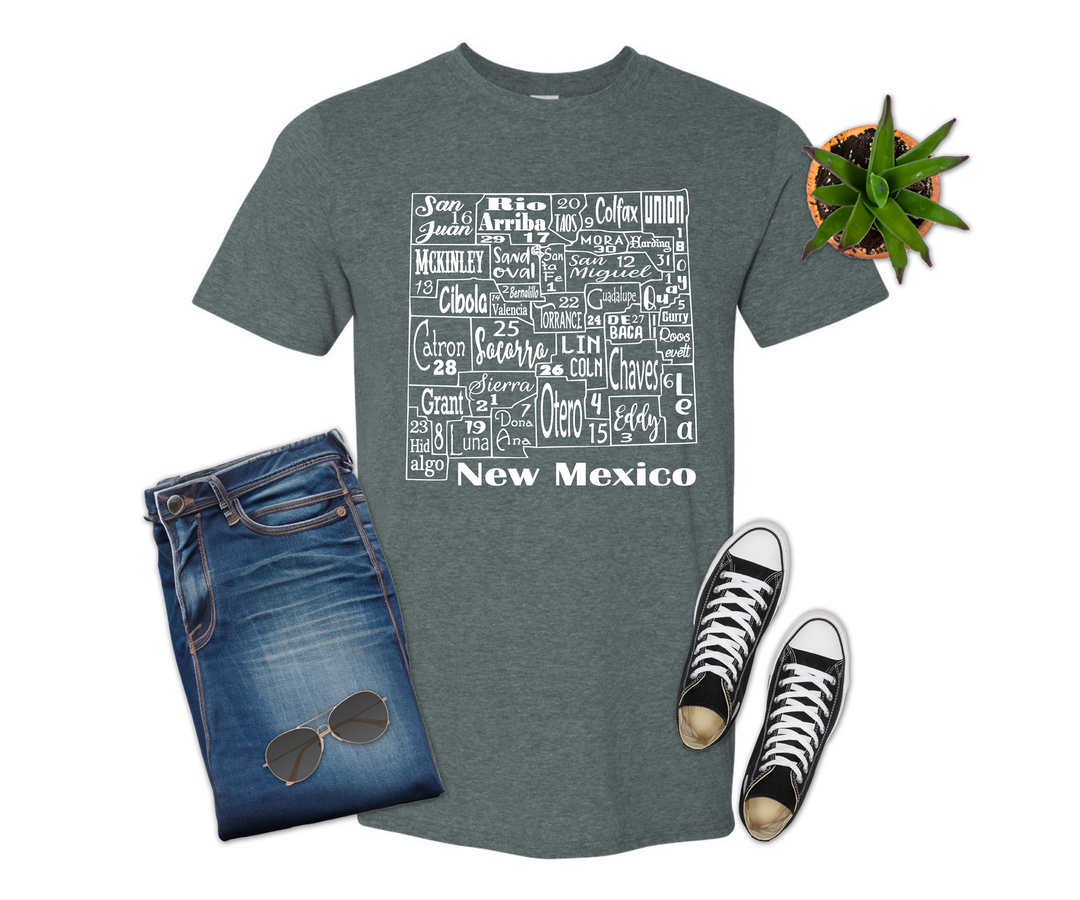 New Mexico License Plate County Map T-shirt (Crew Neck or V-Neck) or Sweatshirt