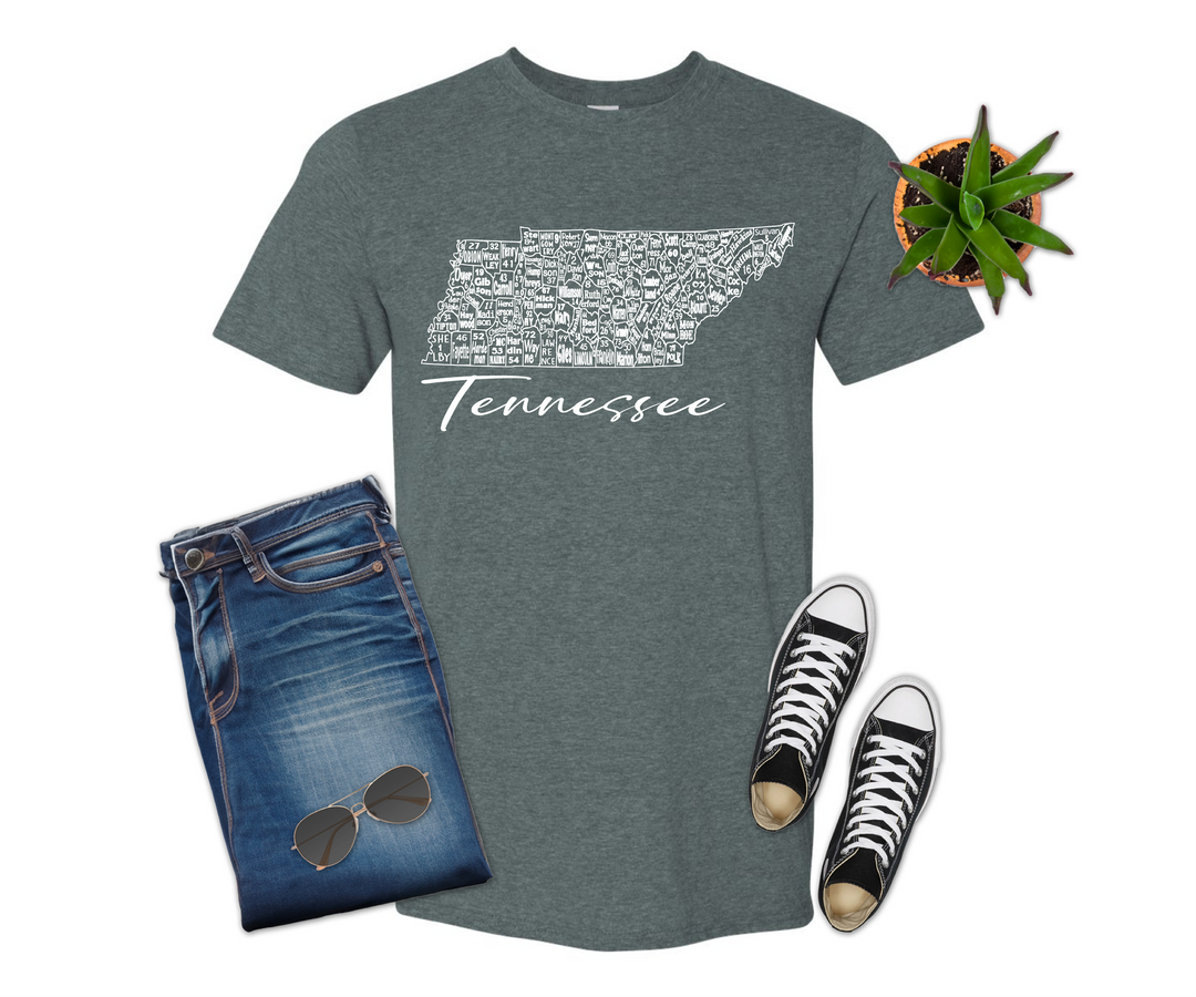 Tennessee License Plate County Map Shirt