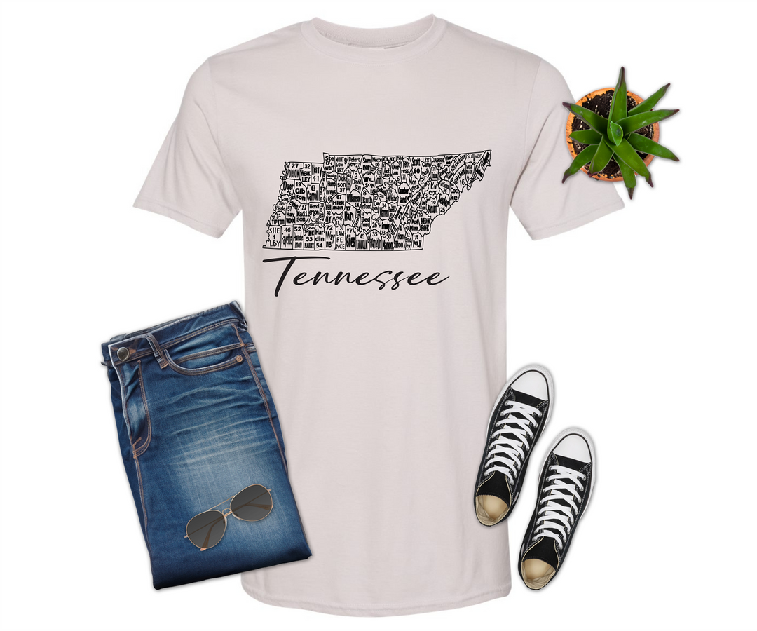 Tennessee License Plate County Map Shirt