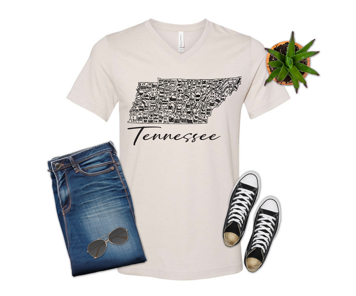 Tennessee License Plate County Map Shirt